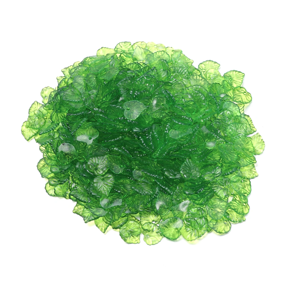 1 Pack 200 G Transparent Acrylic Leaves Beads 16MM Hanging Hole Leaves Simulation Green Leaves DIY Jewelry Accessories for Bracelet Earrings Green