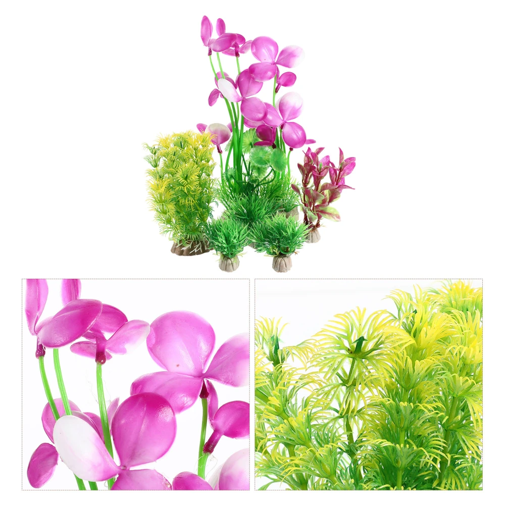 6Pcs Decorative Faux Plants Wear Resistant Aquarium Plants Replaceable Aquarium Decors