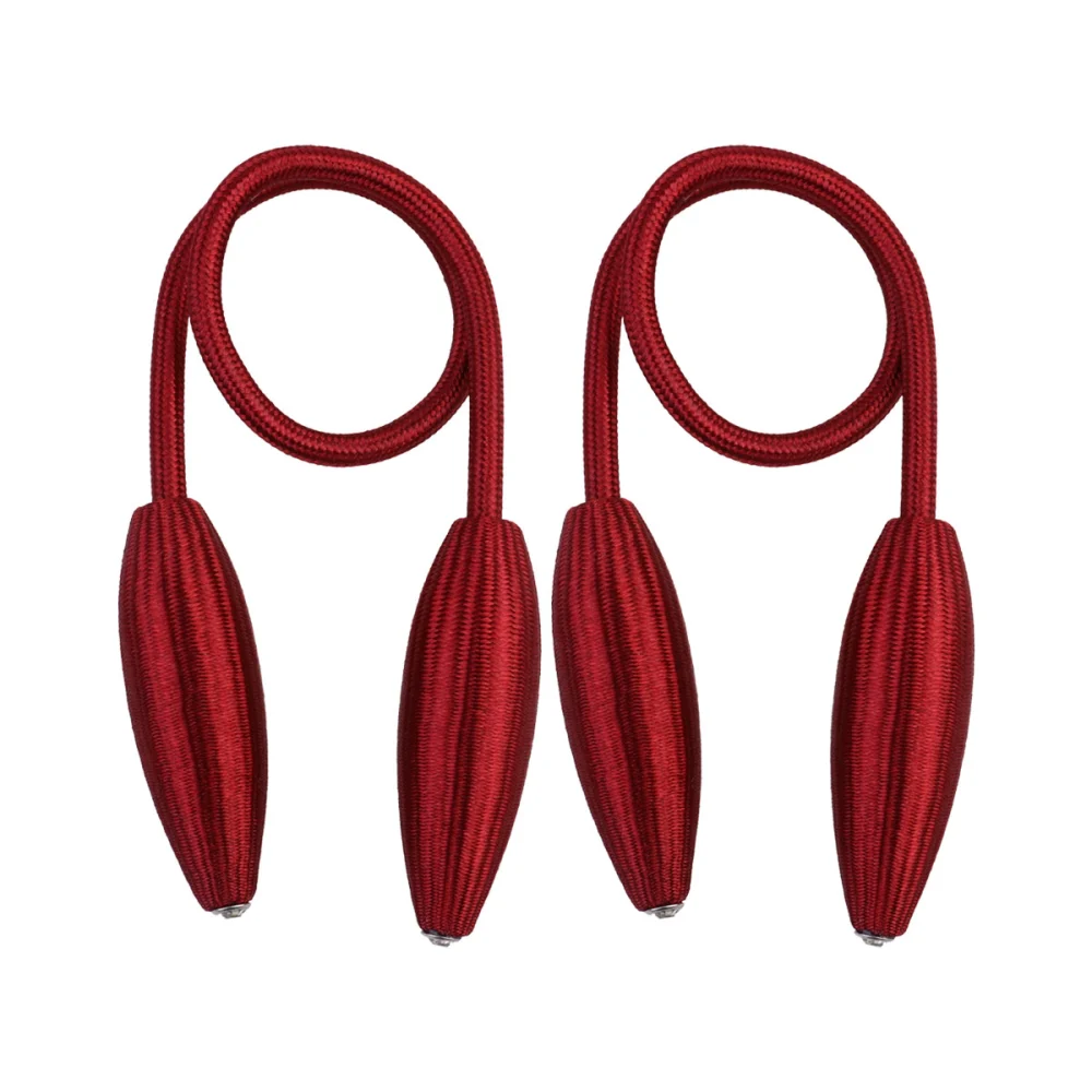 2pcs Useful Curtain Tiebacks Punch Free Curtain Rope Creative Window Curtain Strap for Home Living Room Bedroom (Red)