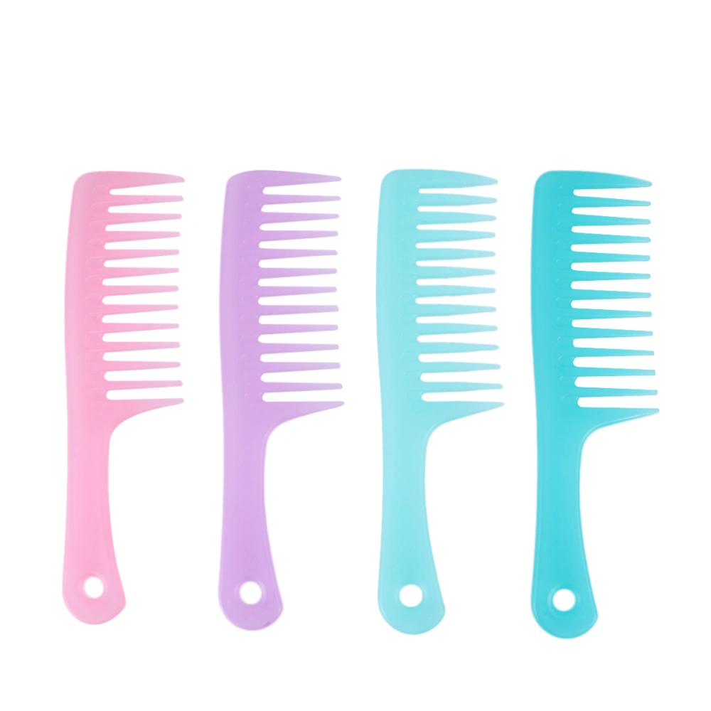 4pcs Anti-static Hair Combs Wide Tine Combs Plastic Hair Combs Scalp Massage Combs for Women Men (Light Green, Pink, Purple Pink, Light Blue)