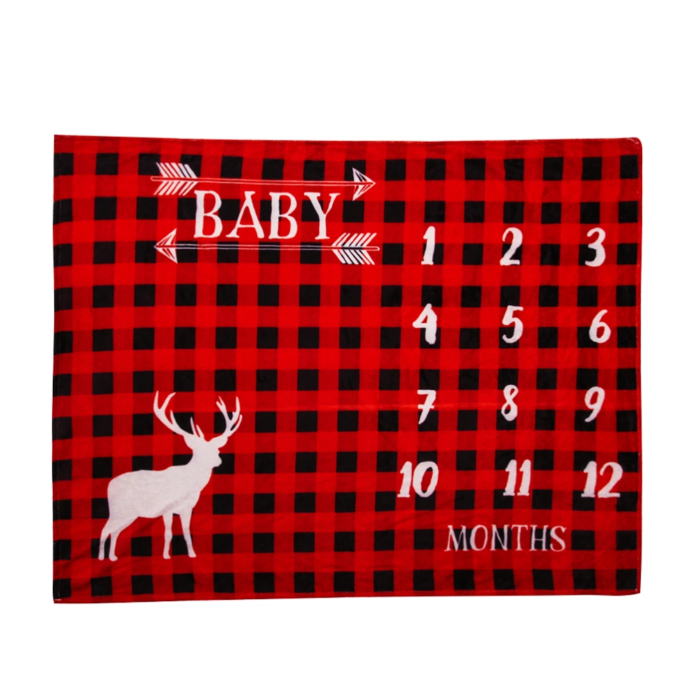 1pc Newborn Milestone Number Blanket Deer Pattern Baby Mat Photography Background Backdrop Cloth