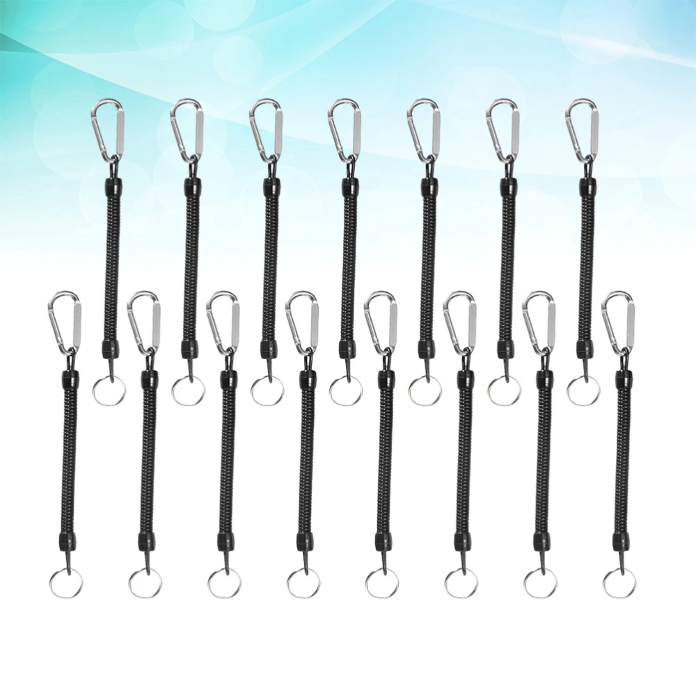 15pcs Practical Retractable Fishing Ropes Key Rings Anti-lost Phone Spring Keychains Security Gear Tools for Outdoor Camping