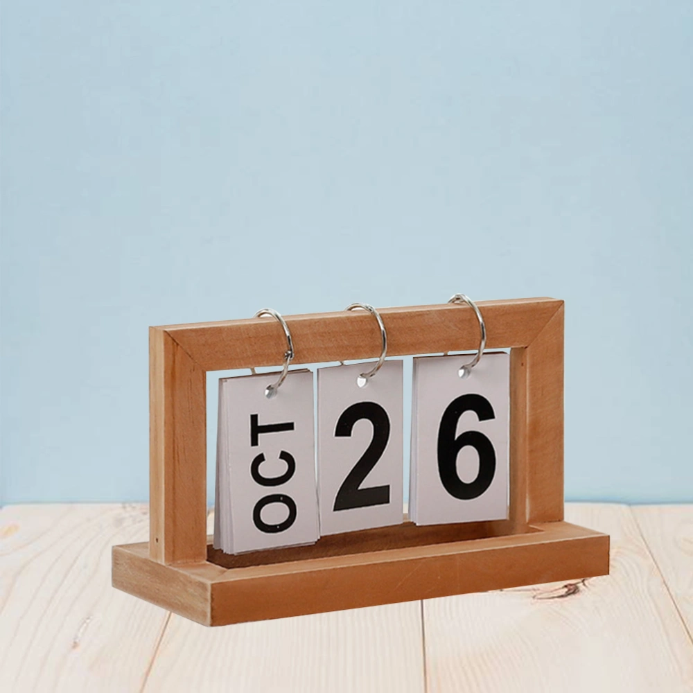 Brief Wooden Page Turning Calendar Creative Calendar for Home Office Decor (Wood)