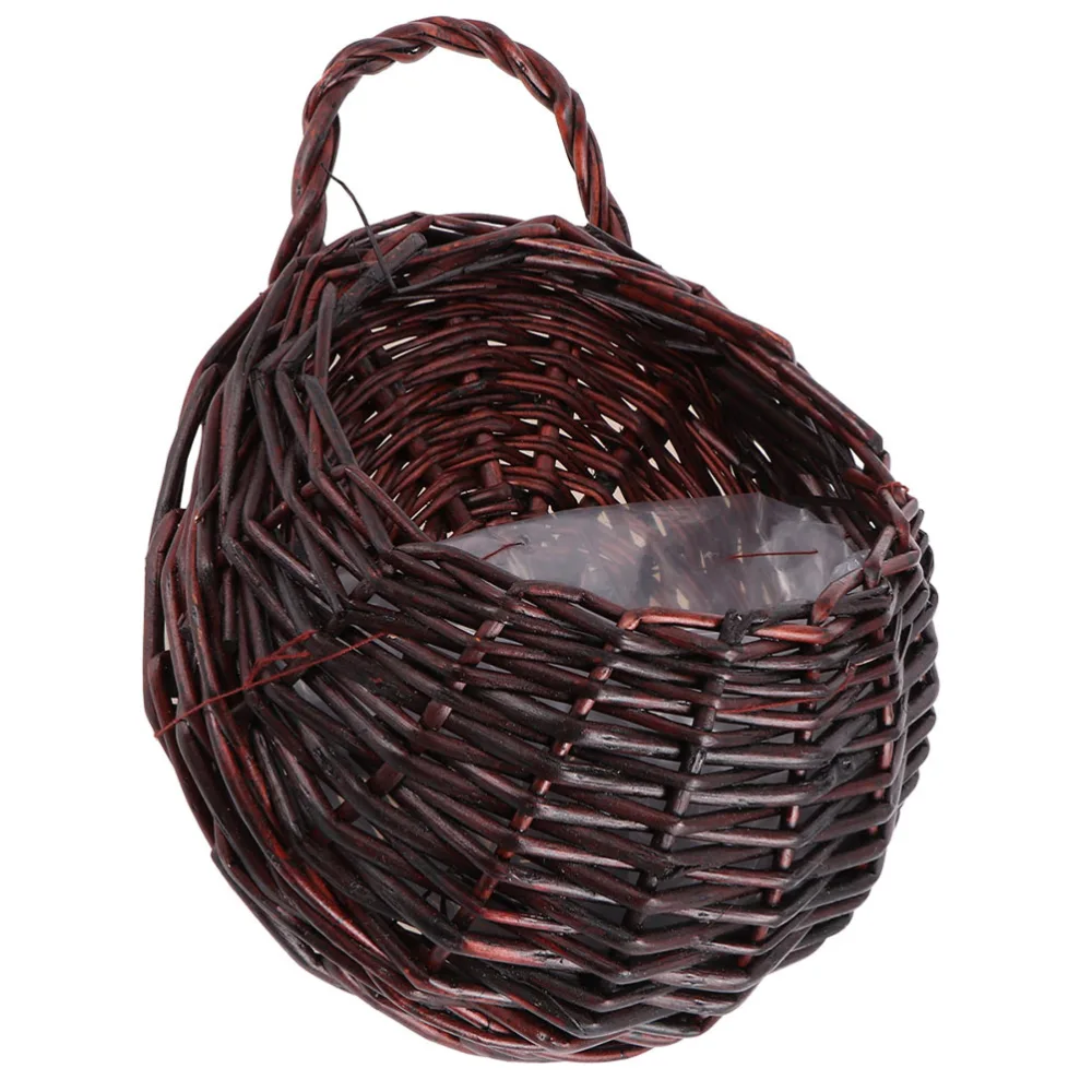 2pcs Wall Hanging Flower Basket Wicker Woven Basket Flower Planter Flowerpot