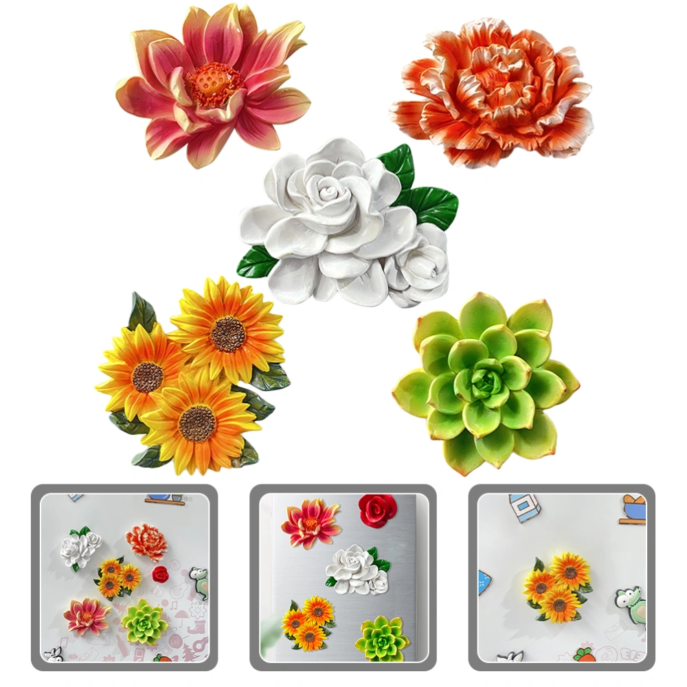 5pcs Flower Fridge Magnets Refrigerator Magnetic Stickers Creative Fridge Decor