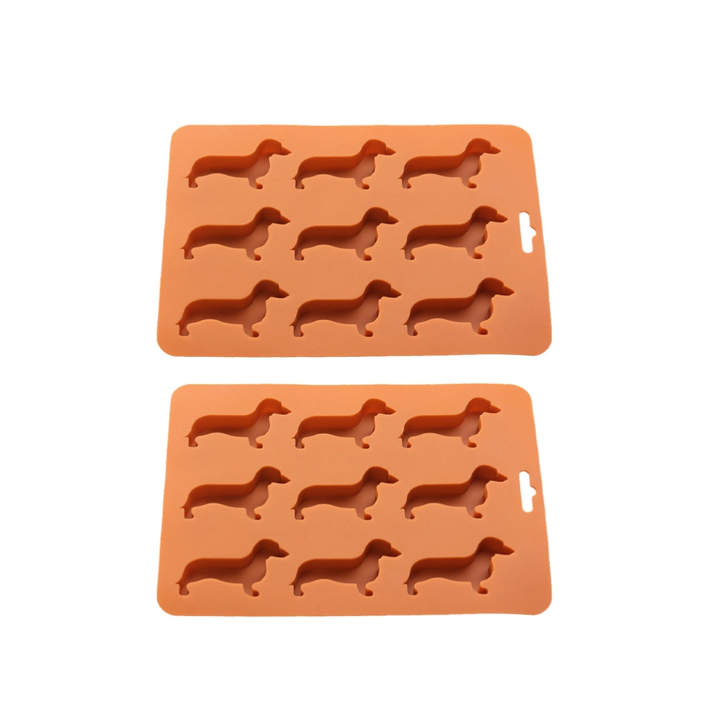 2PCS 9 Slots Silicone Dog Shape Ice Making Mold Ice Grid Fondant Mold for Home Shop Kitchen