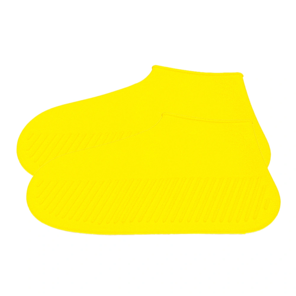 1 Pair Silicone Waterproof Rain Shoes Covers Reusable Slip-resistant Rain Boot Overshoes for Camping Fishing Garden Running Size L (Yellow)