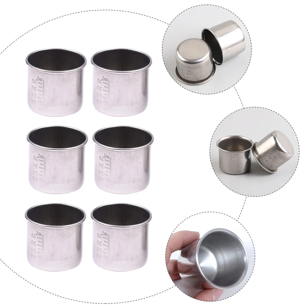 10Pcs 40ml Laboratory Sample Collection Transparent Cup Steel Measuring Cups