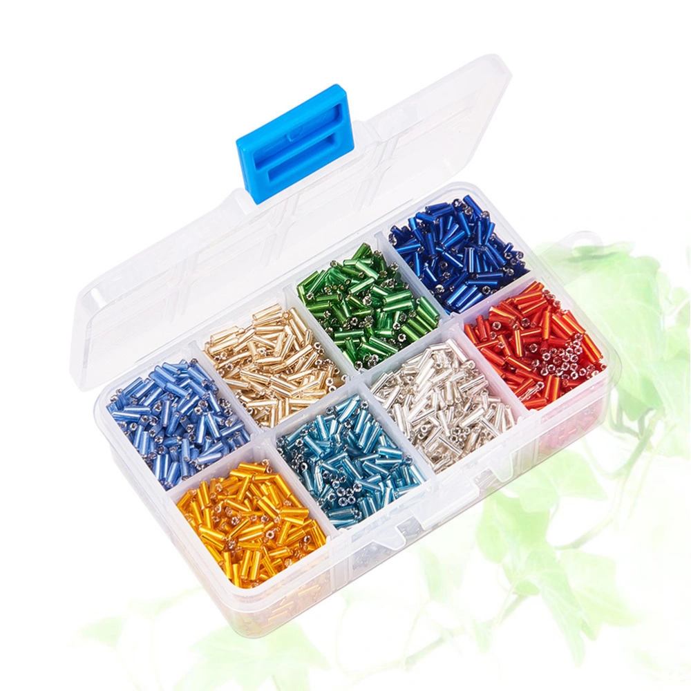 1 Box Colorful Trumpet Glass Beads Boxed Tube Shape Crafts Accessories for DIY Bracelets Key Chains Jewelry Making (Mixed Color)