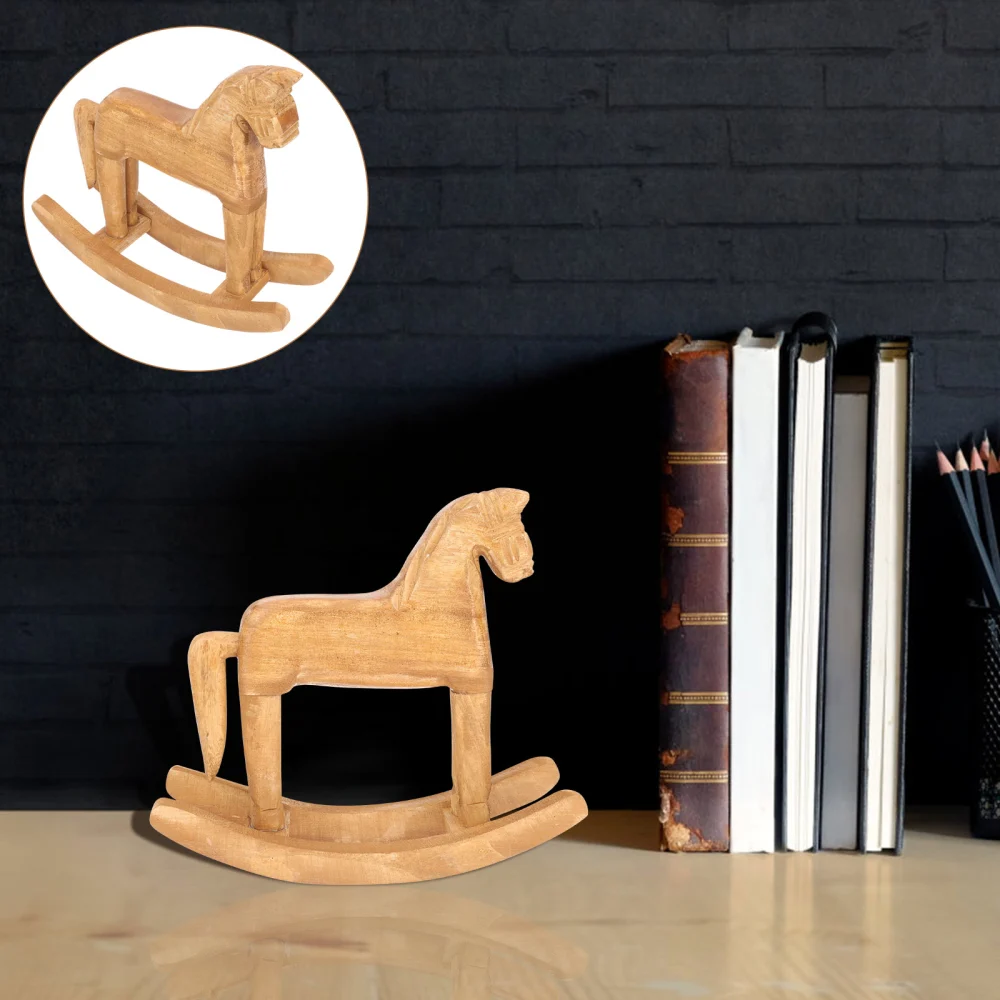 Decorative Wooden Rocking Horse Model Chic Horse Shaped Adornment for Home