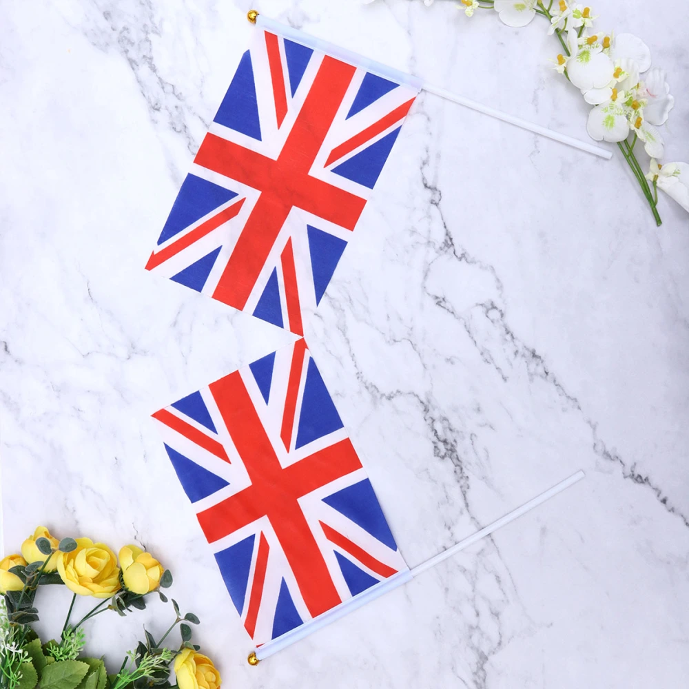 50pcs Hand Held Small United Kingdom Flag On Stick International World Country Stick Flags Banners Party Decoration