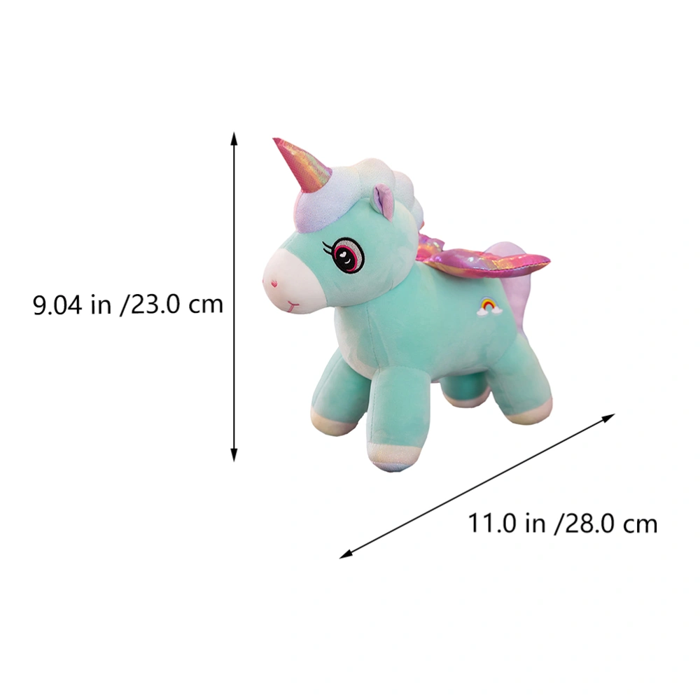 1PC Lovely Plush Unicorn Doll Decor Cartoon Girl Sleep Long Throw Pillow (28CM)