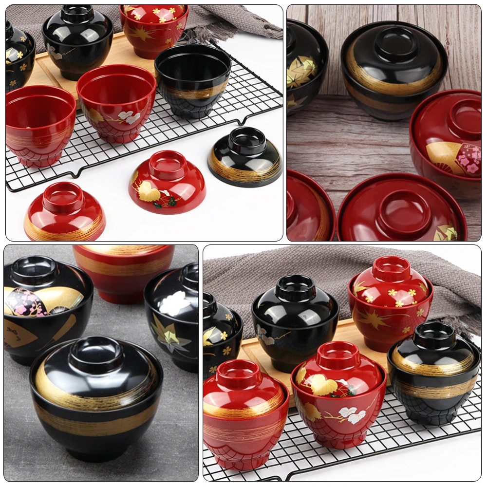 1 Set of Traditional Japanese Style Soup Bowl Household Soup Bowl with Lid for Noodle Ramen Rice