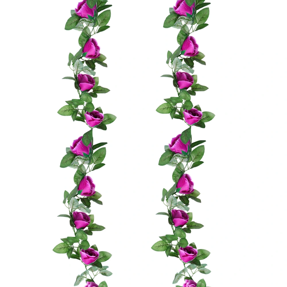 2pcs Imitation Rose Canes Artificial Flower Vines Decorative Hanging Rattans for Home Hotel Party Purple