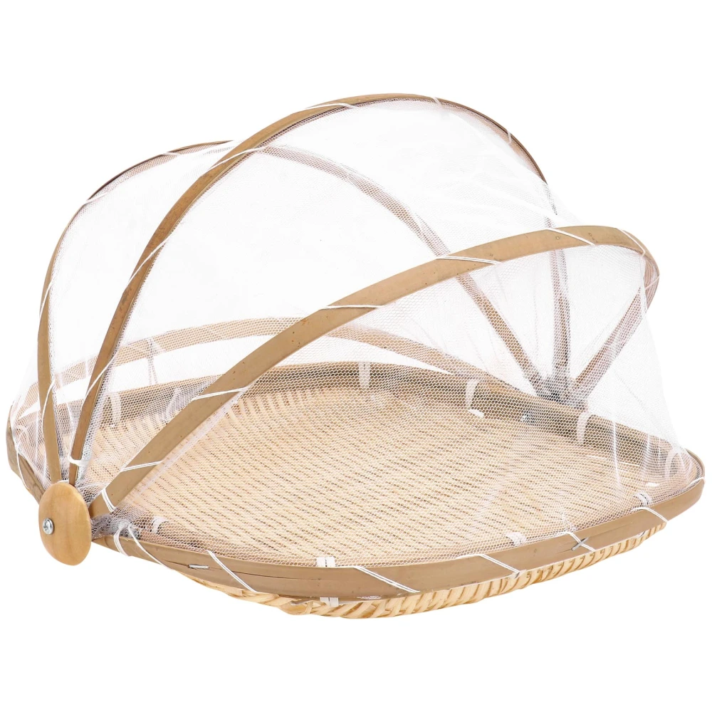 1pc Food Storage Bamboo Basket Dish Cover Insect Prevention Dish Cover