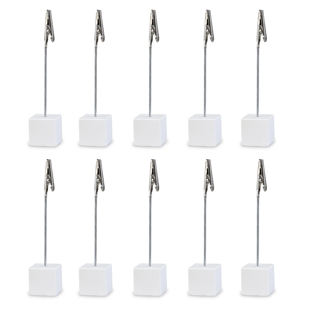 10pcs Cube Base Memo Photo Holder Paper Note Clip (White)