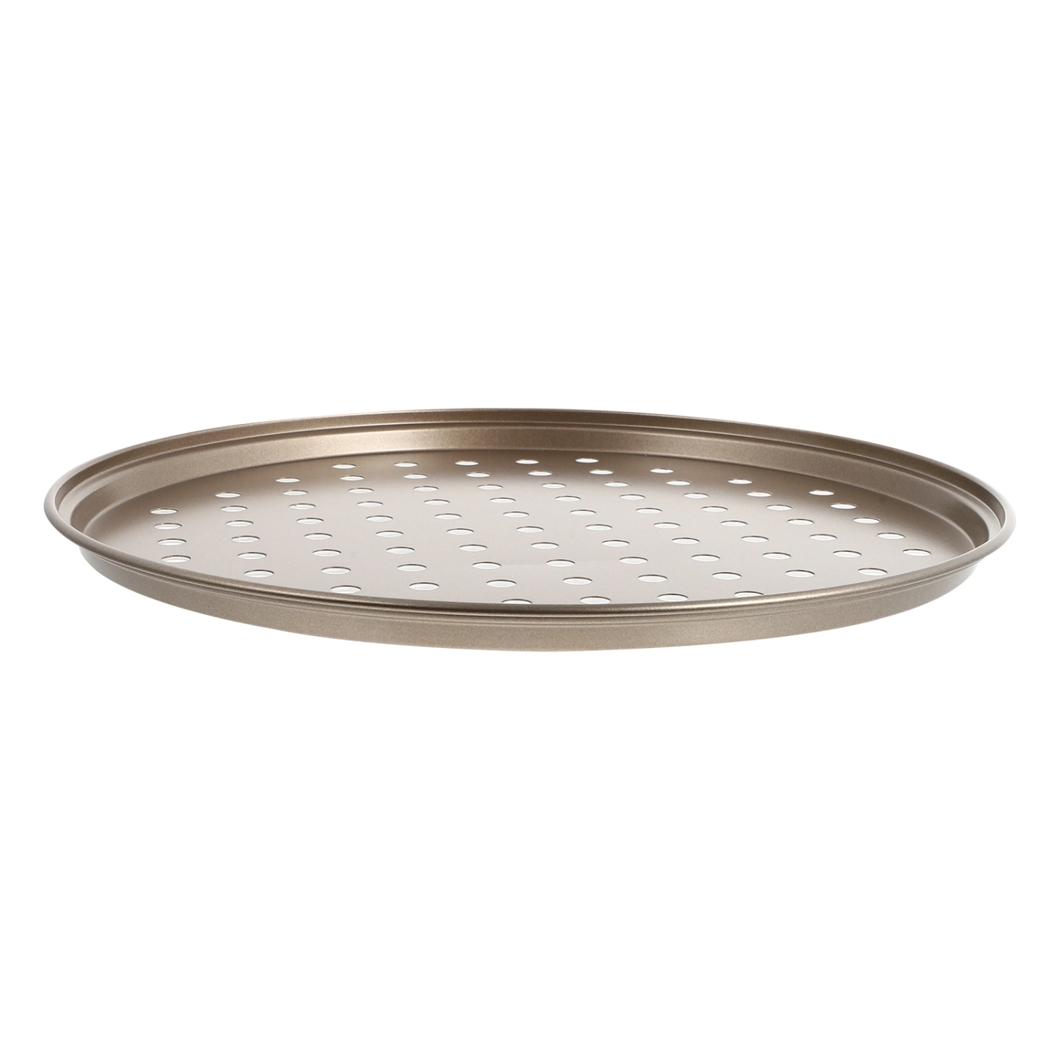 1pc Non-stick Carbon Steel Pizza Pan Practical Pizza Tray Baking Tool (Golden)