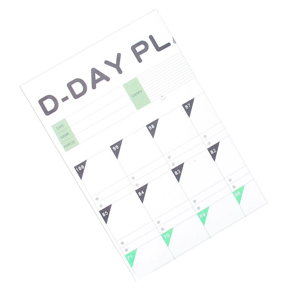 100 Day Countdown Calendar Learning Schedule Periodic Planner Table Gift for Kids Study Planning Learning Supplies(a Pack of 10pcs)