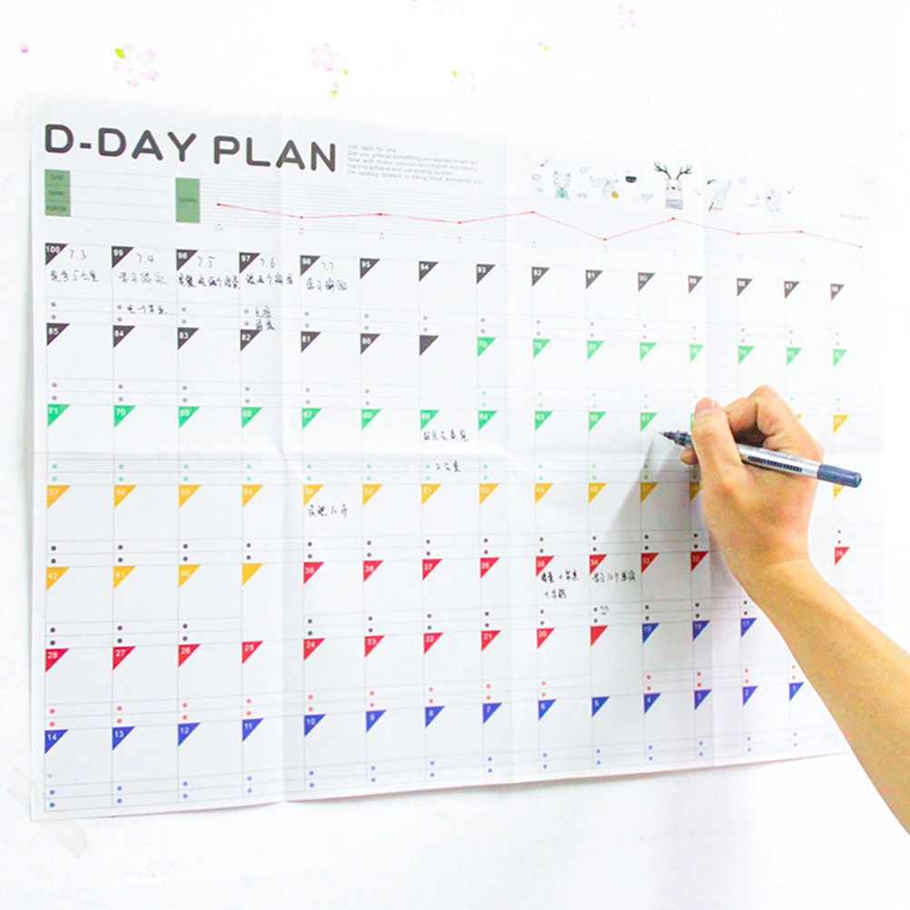 100 Day Countdown Calendar Learning Schedule Periodic Planner Table Gift for Kids Study Planning Learning Supplies(a Pack of 10pcs)