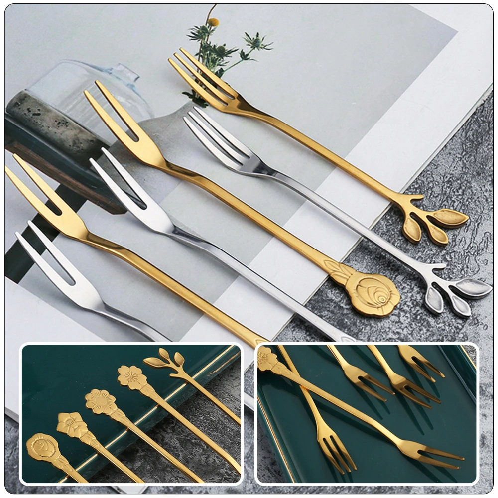 10Pcs Decorative Fruit Forks Dessert Tasting Forks Exquisite Cake Forks Multi-function Fruit Forks