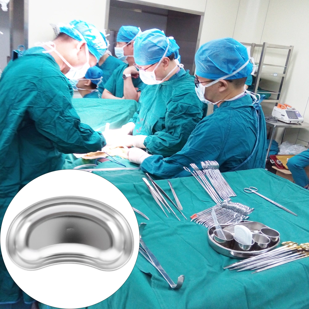 1pc Thickened Anti-iodine Volt-free Stainless Steel Curved Tray Disinfection Tray