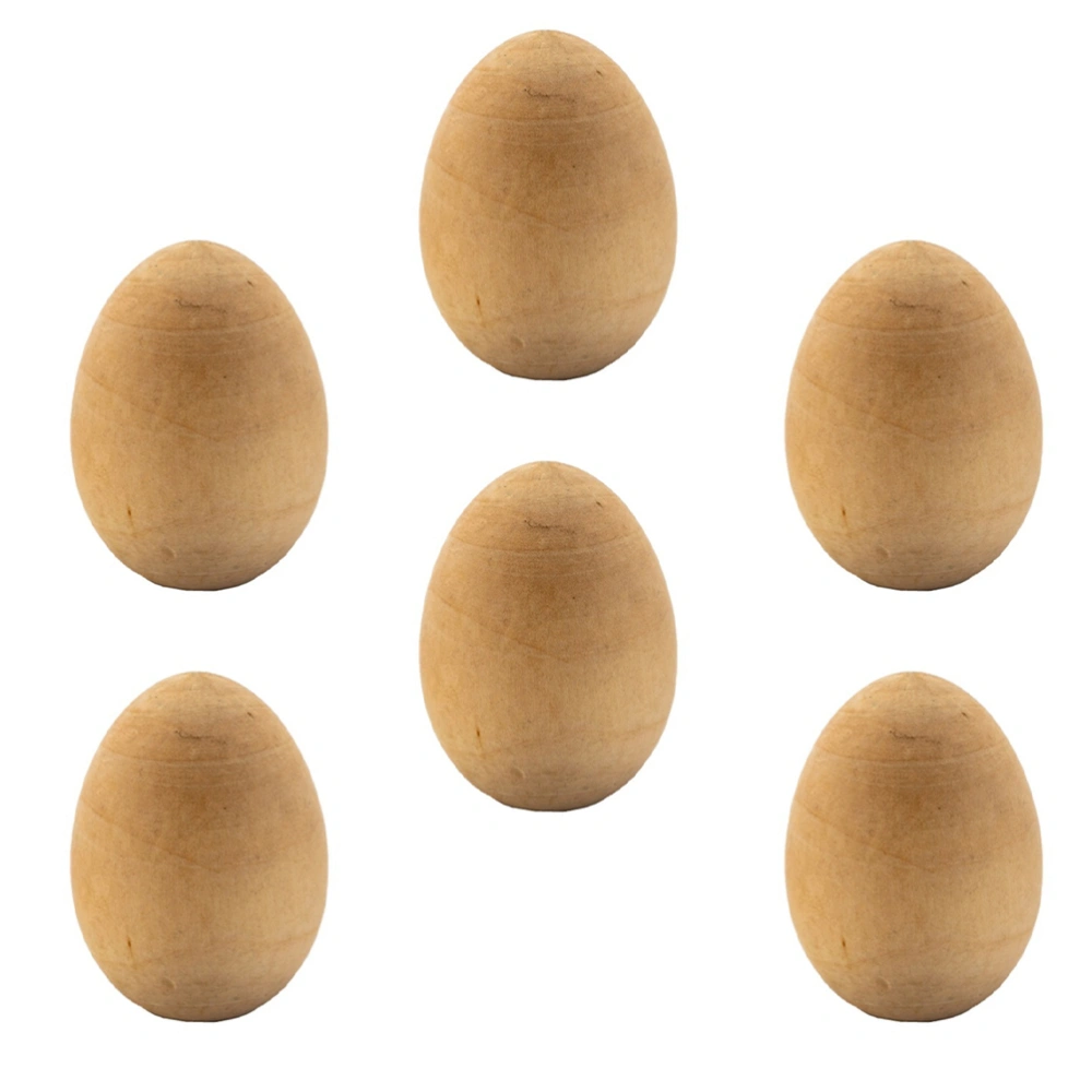 6Pcs DIY Easter Egg Natural Wooden Easter Eggs Decorative Party Favors