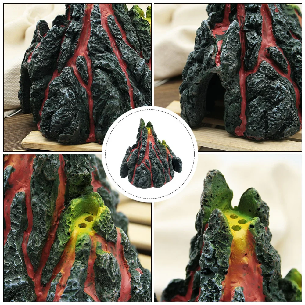 1Pc Aquarium Volcano Artificial Volcano Ornament Resin Craft Decoration