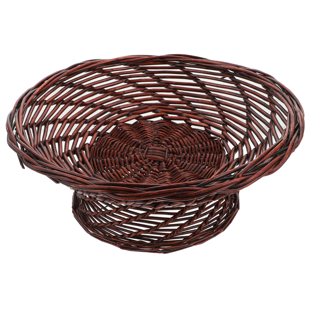 1PC Willow Woven Fruit Dish Snack Fruit Storage Basket Washable Woven Fruit Tray