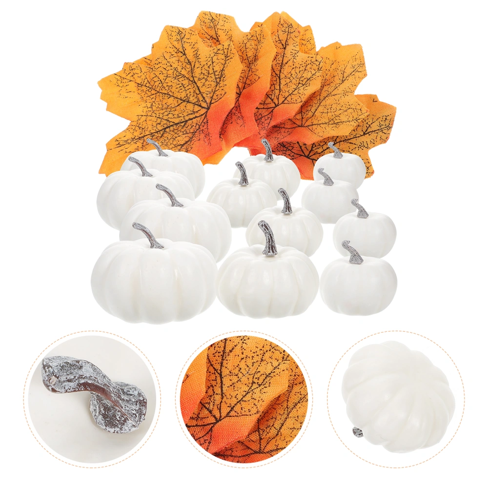 1 Set Fake Pumpkins Maple Leaves Halloween Artificial Decors Fall Harvest Props