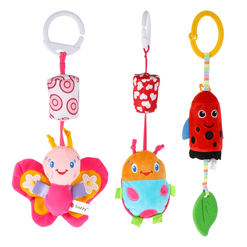 3Pcs Hanging Plush Crib Toys Plush Cartoon Pendants for Babies Infants