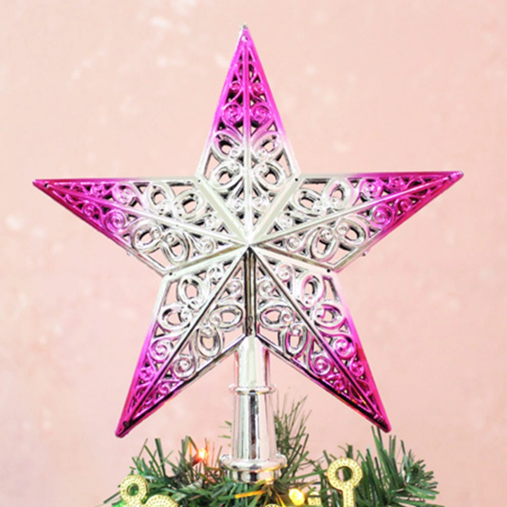 4 Pcs Hollowed-out Christmas Tree Sparkle Star Glittering Hanging Xmas Tree Topper Decoration Ornaments Home Decor (Random Color)