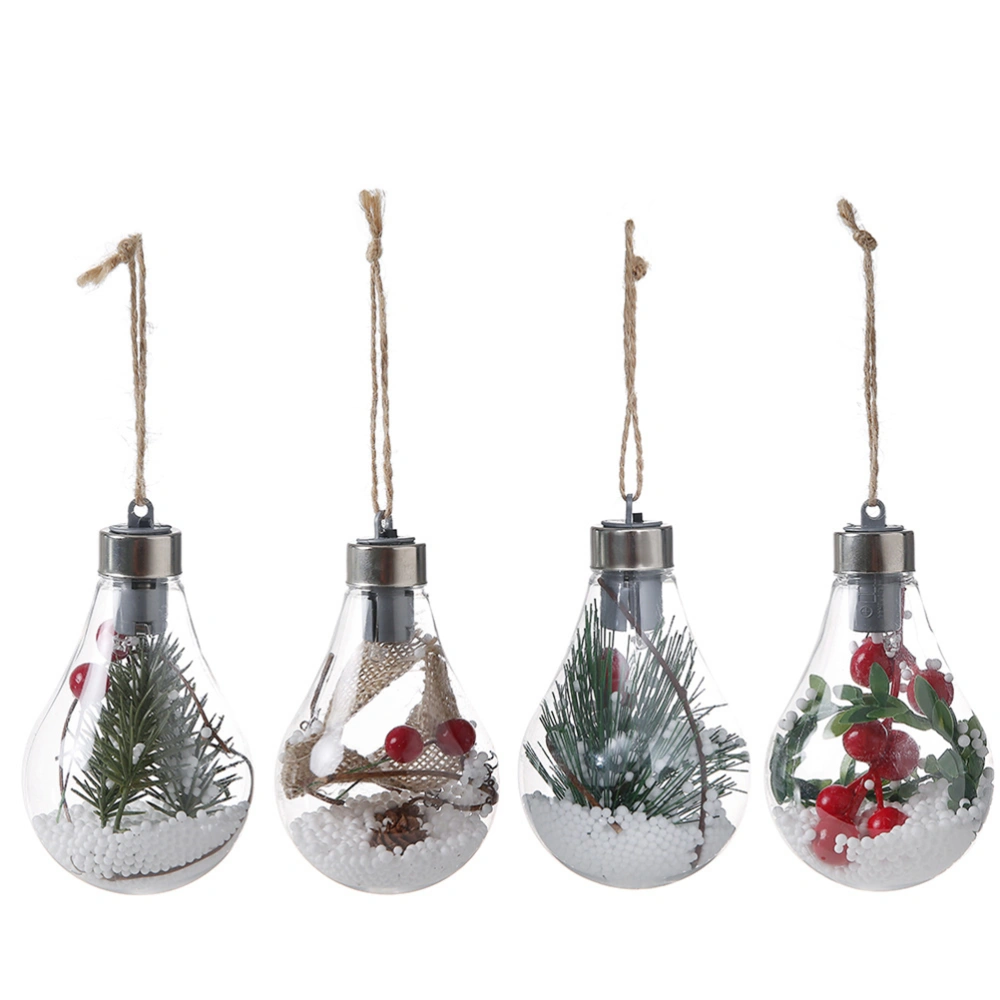 4 Pcs Christmas LED Light Hemp Rope Hanging Tree Decoration Bulb Lights Home Bedroom Night Light Garden Hanging Decor (Random Style)