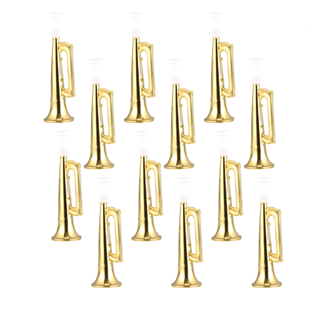 12pcs Plastic Trumpet Noise Maker Kids Toys Cheerleader Football Match Cheering Props Birthday Party Favor Gift (Golden)