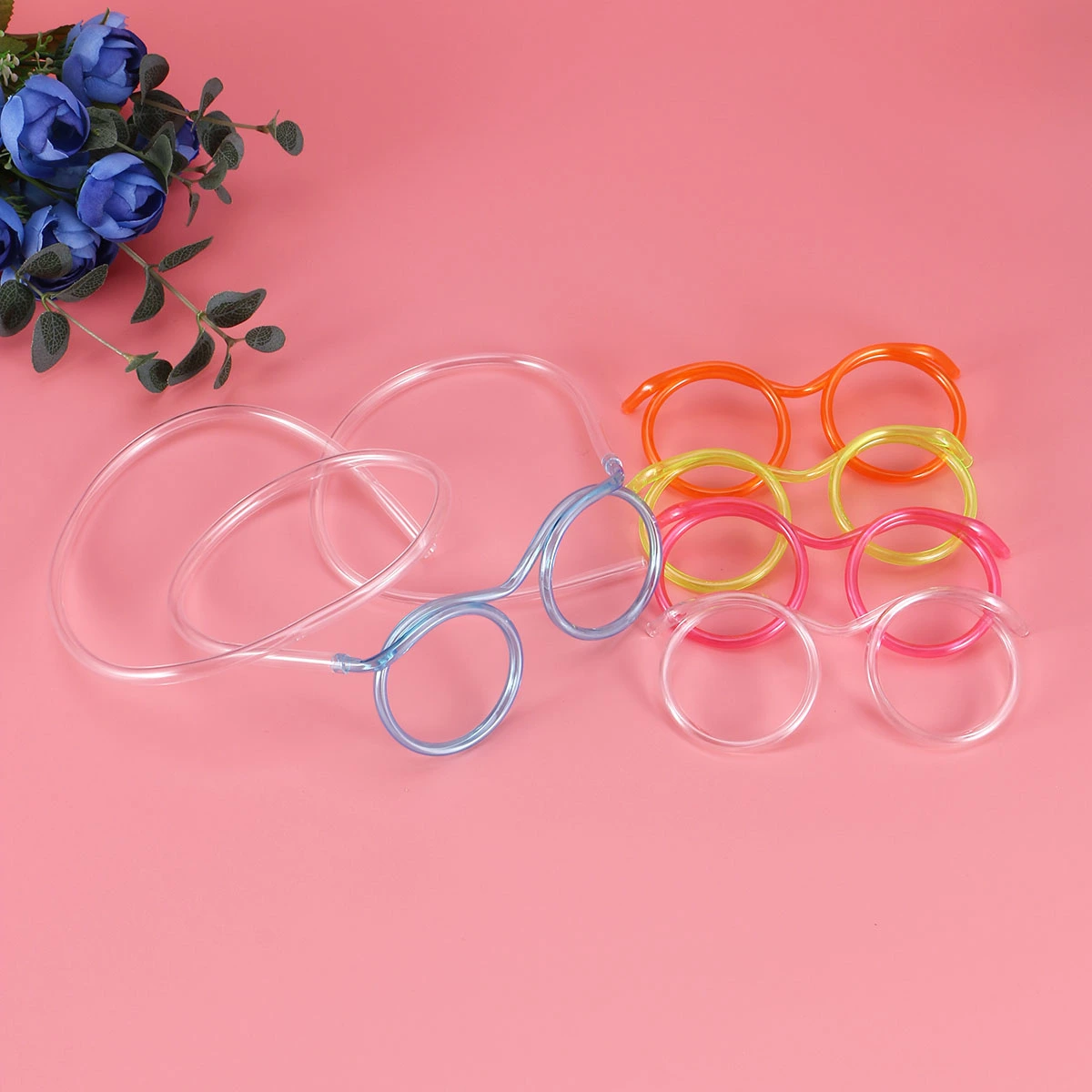 10pcs Fun Party Drinking Straw Eye Glasses DIY Drinking Straw Tube Kids Birthday Parties Bar Supplies (Random Color)