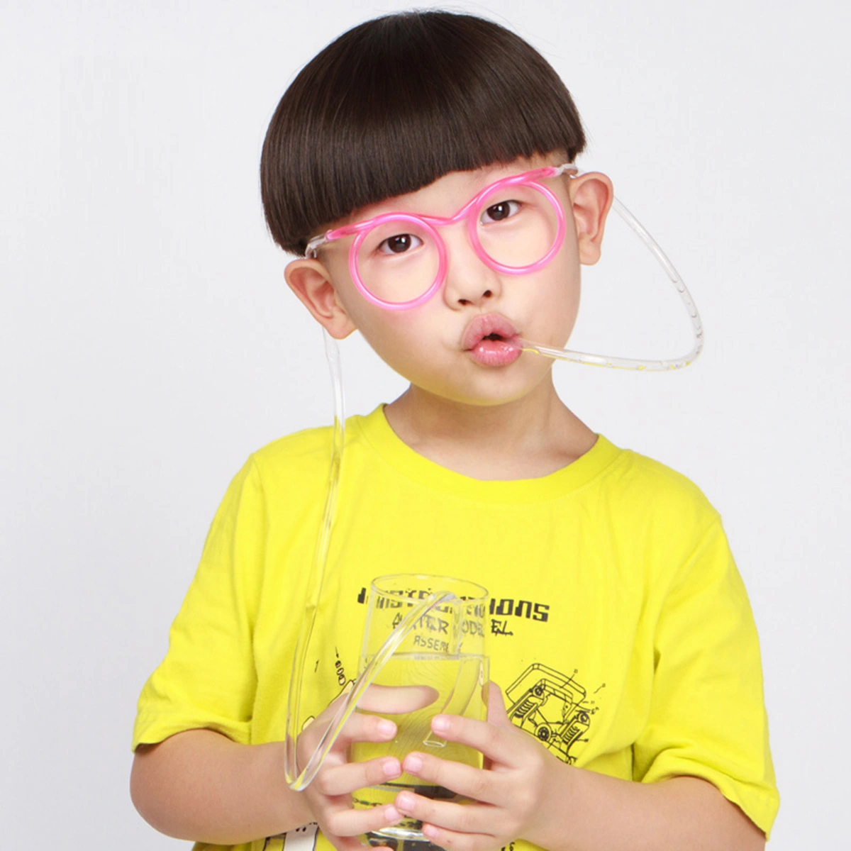 10pcs Fun Party Drinking Straw Eye Glasses DIY Drinking Straw Tube Kids Birthday Parties Bar Supplies (Random Color)