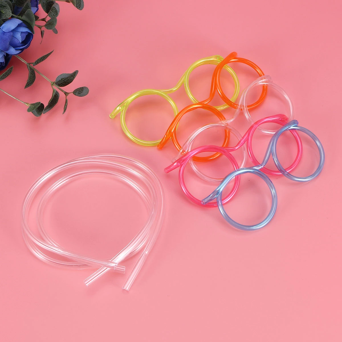 10pcs Fun Party Drinking Straw Eye Glasses DIY Drinking Straw Tube Kids Birthday Parties Bar Supplies (Random Color)