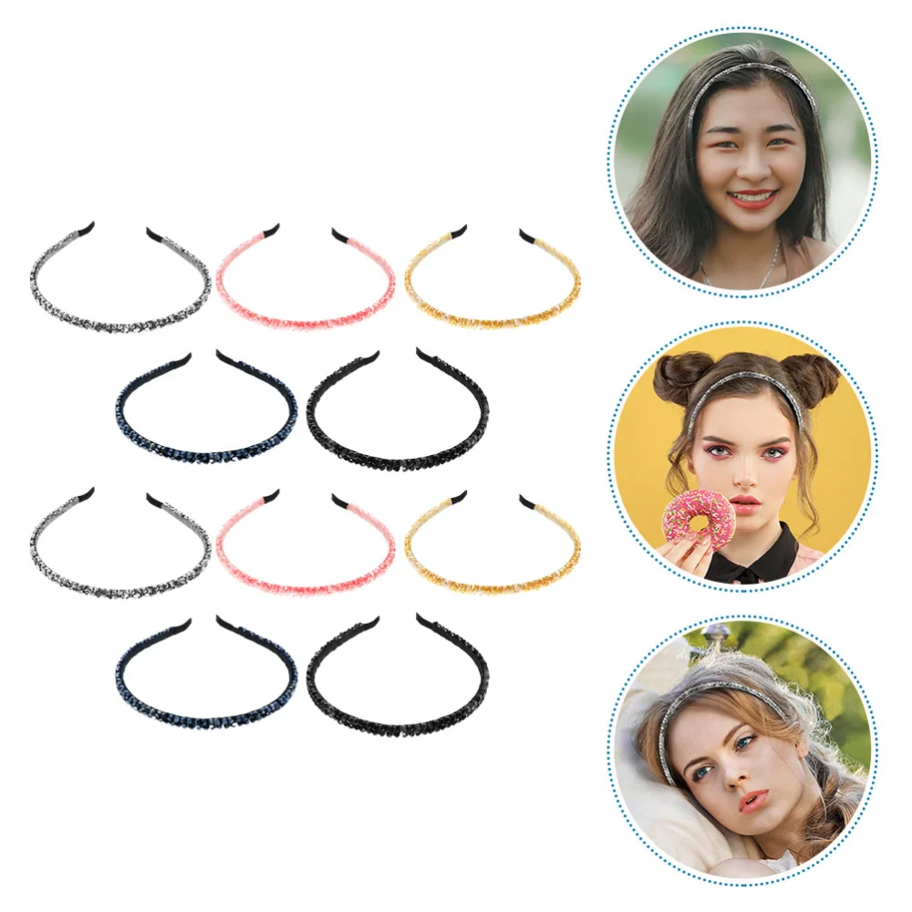 10pcs Beaded Bling Hair Hoops Party Wedding Hair Accessories Rhinestone Headband