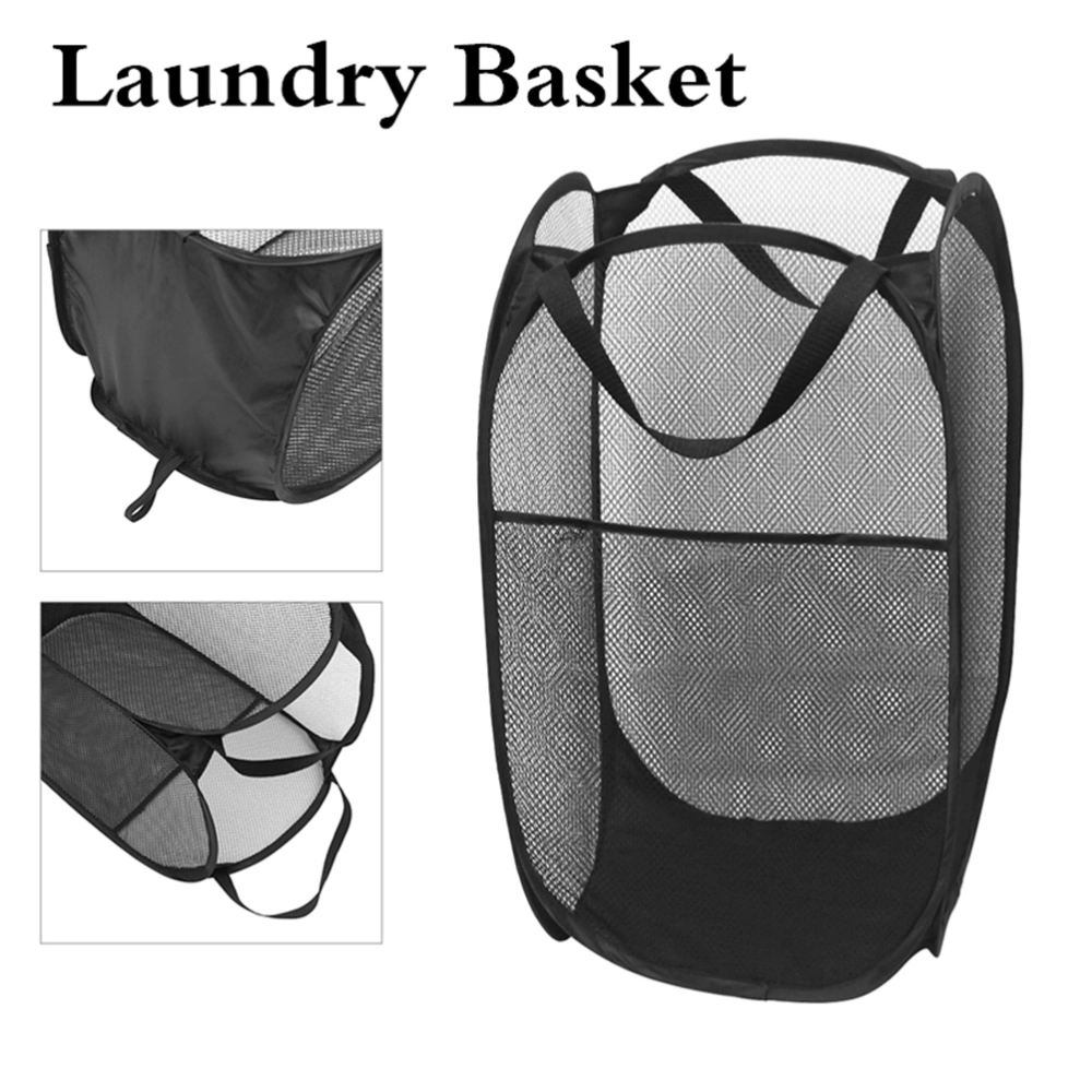 1pcs Foldable Laundry Basket Steel Wire Storage Basket for Dirty Clothes Pants Bra Black