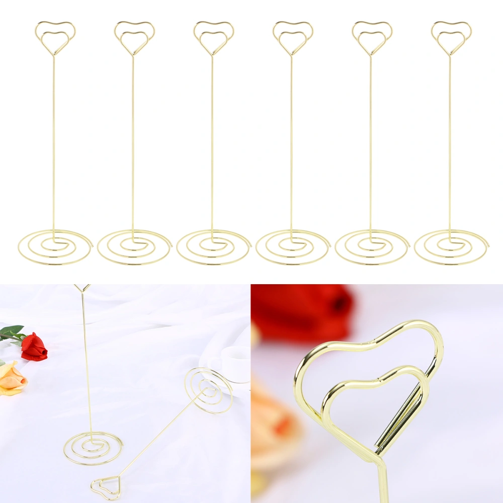 10pcs 22cm Love Heart Shape Memo Photo Stand Holder Metal Paper Note Clips for Wedding Party Table Decoration (Gold)