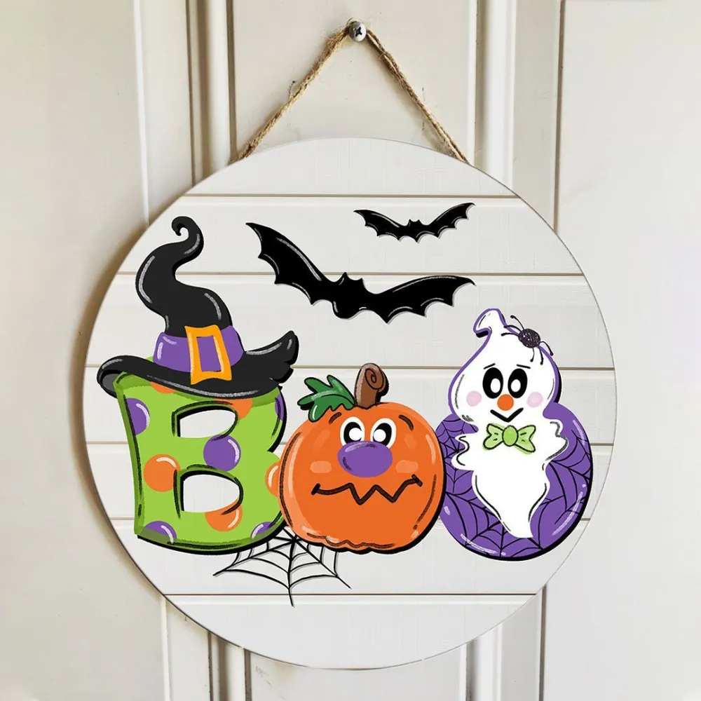 Halloween Sign Wood Hanging Sign Front Door Pendant Halloween Pattern Hanging Sign Party Layout