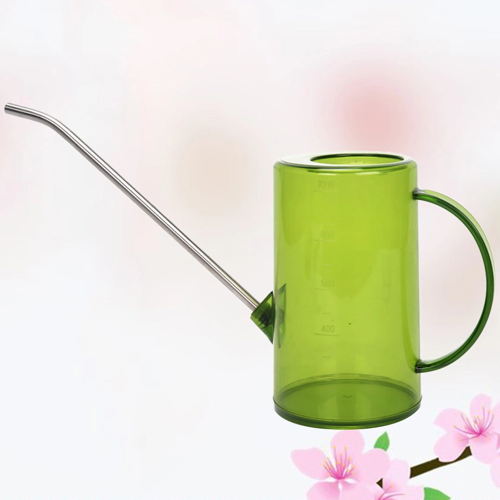 1000ML Watering Kettle Watering Can Flower Gardening Tool Long Mouth Succulent Watering Device with Scale (Green)
