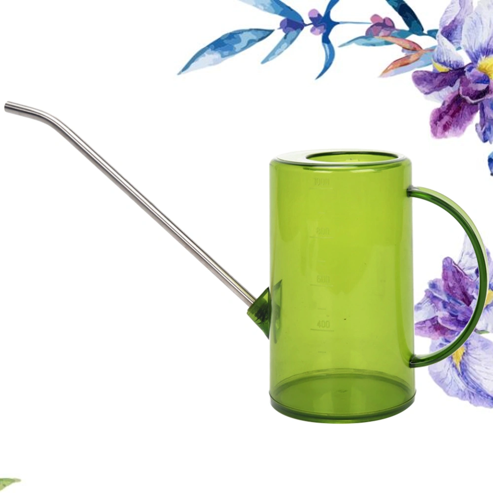 1000ML Watering Kettle Watering Can Flower Gardening Tool Long Mouth Succulent Watering Device with Scale (Green)