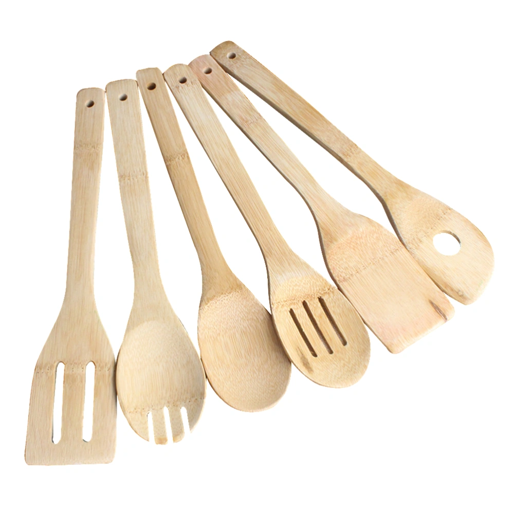 Set of 6 Pcs Bamboo Wooden Kitchen Tools Spatula Spoon Turner Bamboo Utensils for Cooking