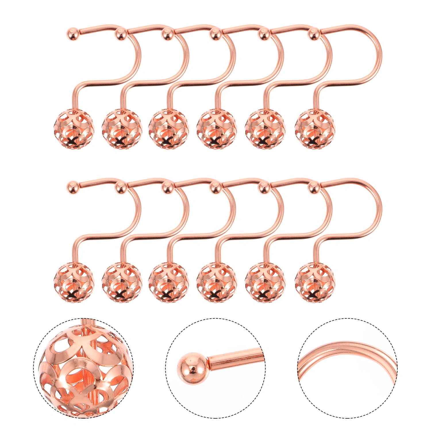 12 Pcs Sturdy Shower Curtain Hooks Curtain Fixing Accessories Iron Plating Hooks