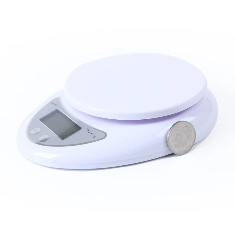 B05 Household Kitchen Electronic Scale Mini Food Scale 5kg/1g High Precision Baking Scale Weight Measurement - Without Batteries (White)