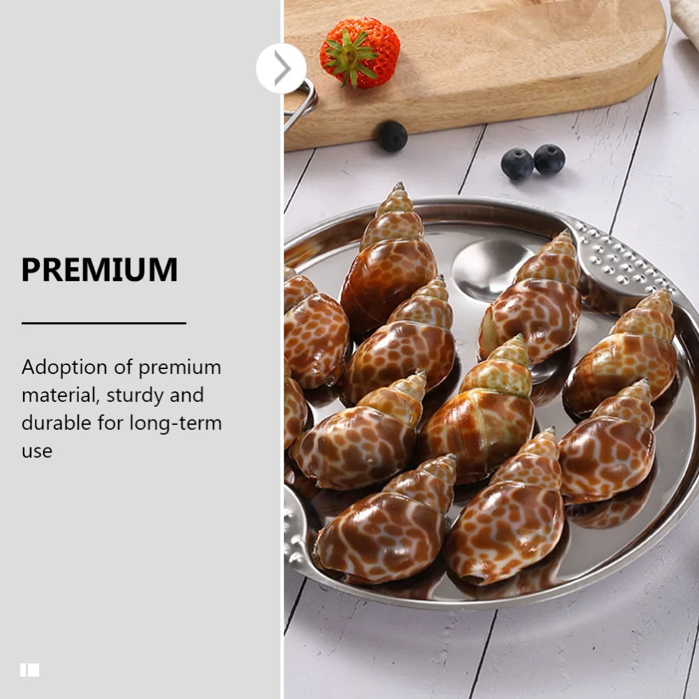 1 set of Stainless Steel Escargot Dish Heat Resistant Snail Baking Plate with Clamp