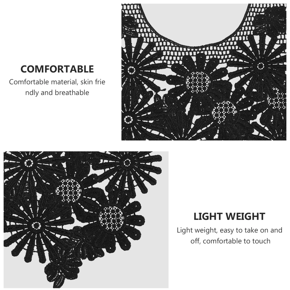 5pcs Embroidered Lace Neckline Collar Floral Leaf Design Applique Patches