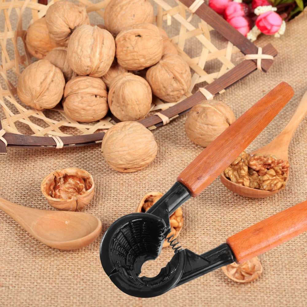 Wooden Handle Aluminum Alloy Nut Crackers Walnut Pliers Kitchen Pecan Hazelnut Nutcracker Sheller Nut Opener