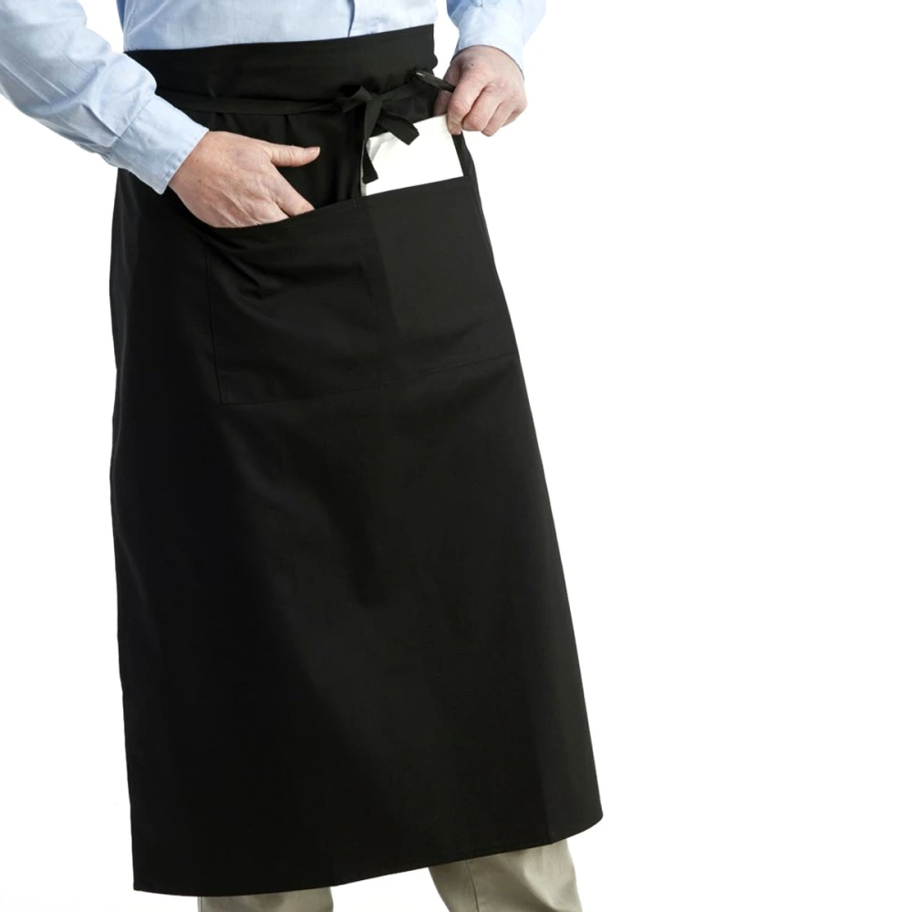 Universal Unisex Women Men Kitchen Cooking Waist Apron Short Apron Waiter Apron with Double Pockets (Black)