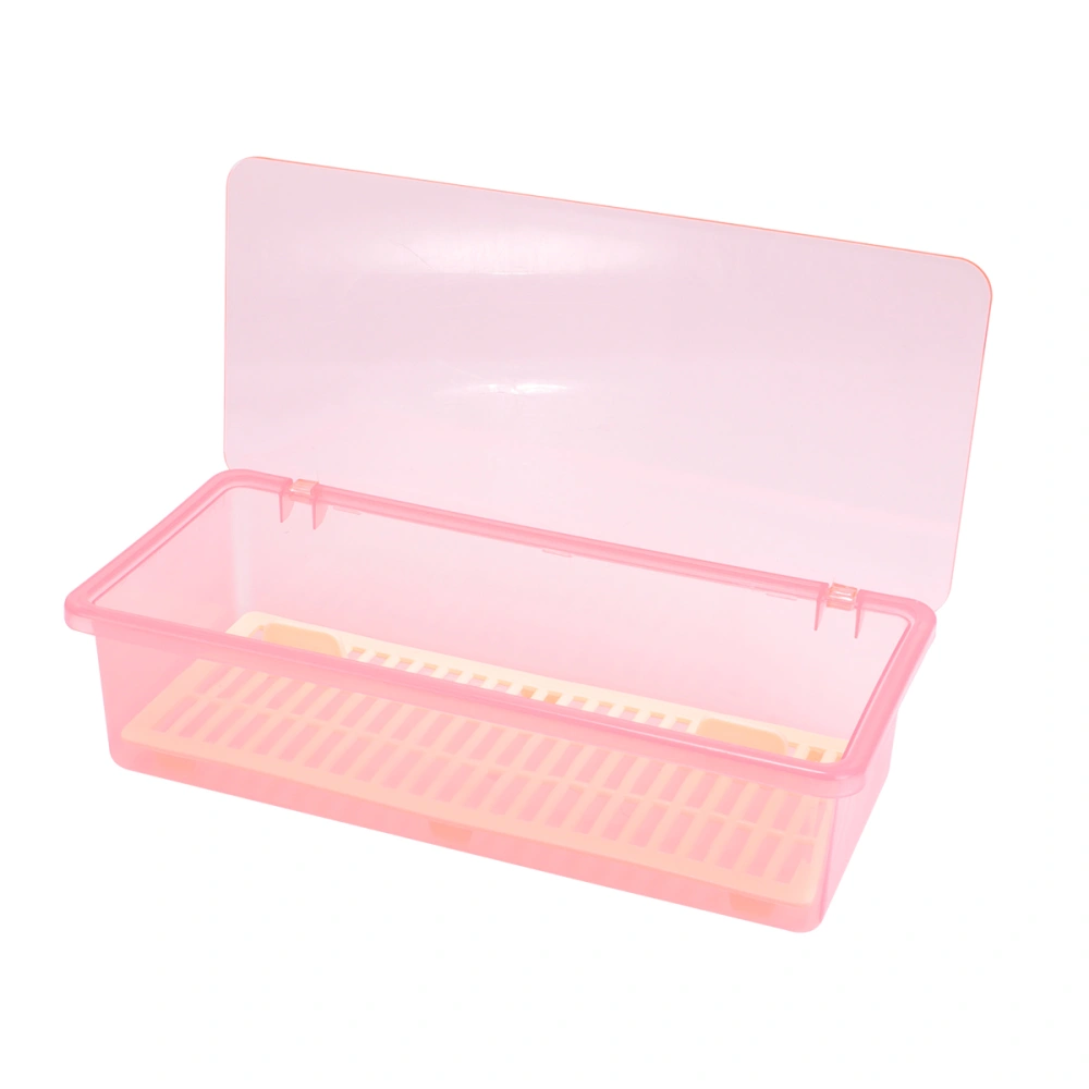 Kitchen Chopsticks Drain Storage Box Transparent Dust-proof Tableware Storage Organizer Kitchen Cutlery Fork Utensil Storage Container (Pink)